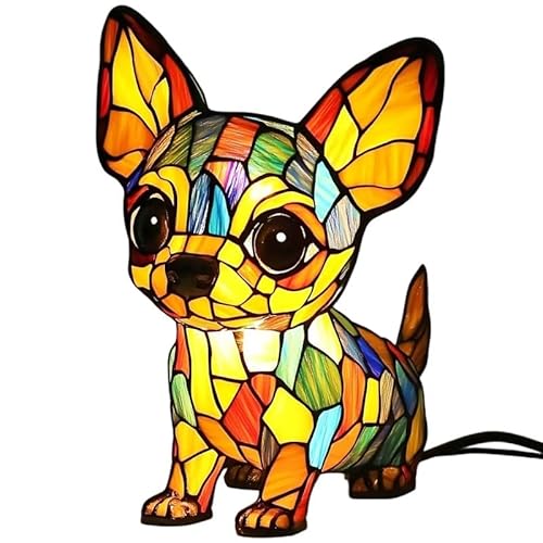 Jatwefiv Tischlampe Aus Kunstharz Mit Tiermotiven Niedliche Vintage Hundeserie Harztischlampe Gebeiztem Harz Led Tiertischlampen FüR Nachttisch Schreibtisch Schlafzimmerornament,D von Jatwefiv