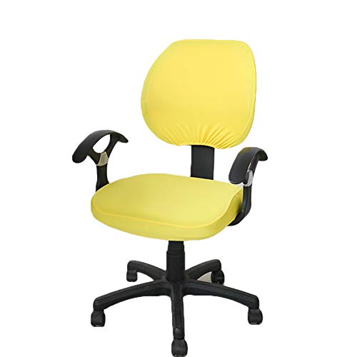 Jauarta 2 PCs Universal Computer Office Stuhl Backrerest Deckung Schutz Dehnbar Rotierender Entwurfsstuhl Slipcover (Gelb) von Jauarta
