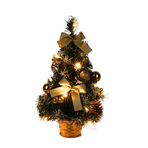 Jauarta 40 cm Künstliche Tabletop Weihnachtsbaum -Mini -Weihnachtsdekorationsbaum mit LED -Lichtdekoration für den Weihnachtstag (Golden) von Jauarta