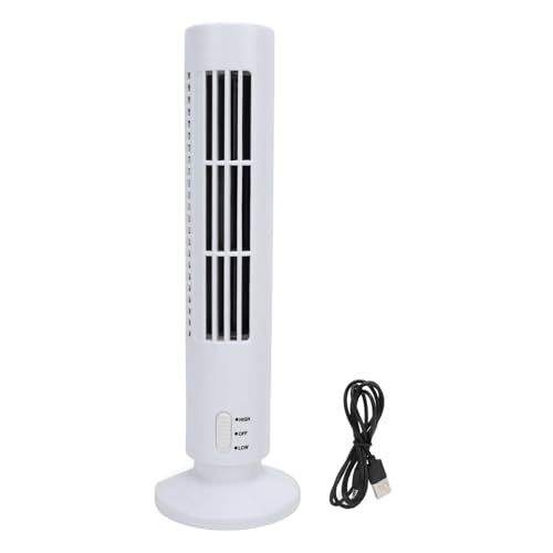 Jauarta Desktop Tower Ventilator mit 2 Windgeschwindigkeit Blattloser Ruhiger Kühlung USB -Lüfter für Schlafzimmer Home Office Weiß weiß von Jauarta