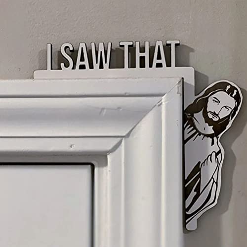 Jauarta Lustige Wohnkultur, Lustiges Haus Ornament, Lustiges Heim -Bücherregal Jesus 'Ich Habe das' Holzentür Hanger -Wohnkultur, Hauswarminggeschenk Gesehen (Schwarze rechte Türecke 1 Installation) von Jauarta