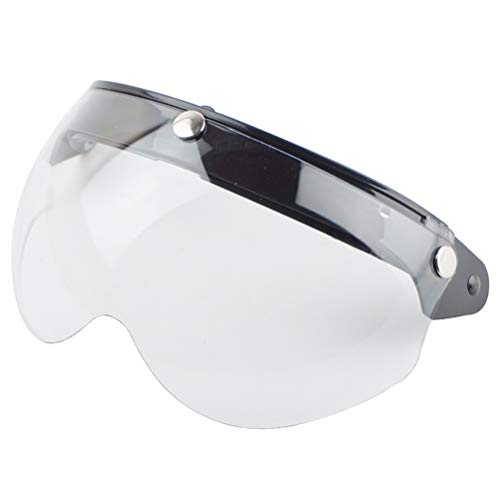 Universal 3 Snap Retro Helm Visierwinddichte Sonnenschutz Halbgesicht Motorrad Helme Visier Visor (Transparent) von Jauarta