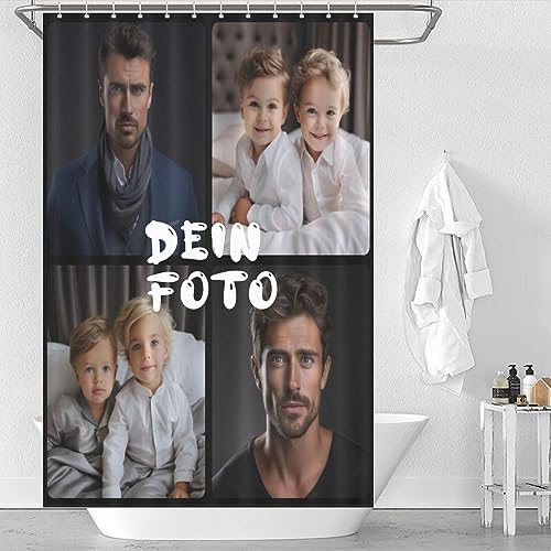Jaucin Personalisiert Duschvorhang Anti-Schimmel Wasserdicht Duschvorhänge Textil Aus Polyester Mit Duschvorhangringen Waschbar Anti-Bakteriell Shower (4,2 Foto) von Jaucin
