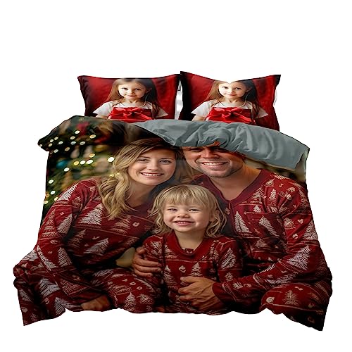 Jaucin Personalisierte Bettwäsche Sets: Gestalten Sie Ihre Bettwäsche und Kissenbezüge, 240x220 mit eigenem Foto | Personalisierte Weihnachts Geschenke (240x220cm, 1Foto) von Jaucin