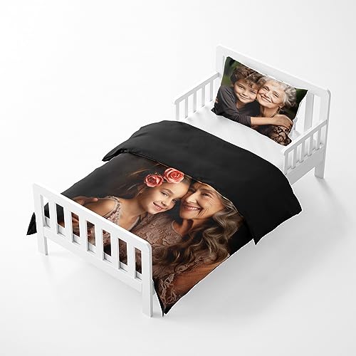 Jaucin Personalisierte Bettwäsche Sets: Gestalten Sie Ihre Bettwäsche und Kissenbezüge,155x220 mit eigenem Foto | Personalisierte Weihnachts Geschenke von Jaucin