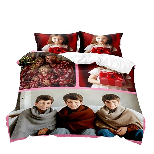 Jaucin Personalisierte Bettwäsche Sets: Gestalten Sie Ihre Bettwäsche und Kissenbezüge,155x220 mit eigenem Foto | Personalisierte Weihnachts Geschenke von Jaucin