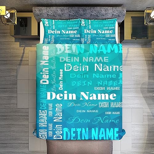 Jaucin Personalisierte Bettwäsche Sets: Gestalten Sie Ihre Bettwäsche und Kissenbezüge 155x220 mit eigenem Foto | Personalisierte Weihnachts Geschenke (Name, 155x220cm) von Jaucin