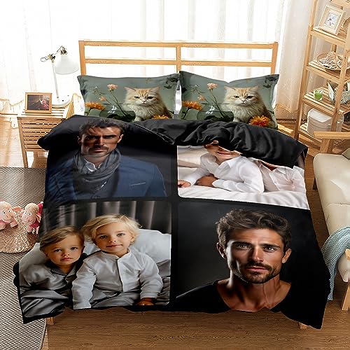 Jaucin Personalisierte Bettwäsche Sets: Gestalten Sie Ihre Bettwäsche und Kissenbezüge 240x220cm mit eigenem Foto | Personalisierte Weihnachts Geschenke von Jaucin