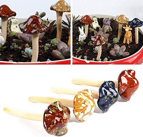 4 Stück Bunte Gartenpilze, Keramik Pilz,Fairy Garden Pilz Toadstool Töpfe Ornament,Garten Töpfe Dekoration Keramik Ornament,Rase Gartenpilze für DIY Dollhouse Potting Shed Blumentopf Pflanzen Statue von Jauhmui