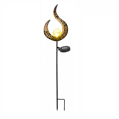 Garden Solar Lights Pathway,Solarlampe für Außen, Metall Mond Solar LED Glaskugel Gartenleuchte,Wasserdichte Solarleuchte Garten Deko mit Erdspieß,LED Laternen für Außen Terrasse Hof Rasen (B) von Jauhmui