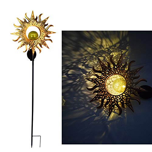 Garden Solar Lights Pathway,Solarlampe für Außen, Metall Mond Solar LED Glaskugel Gartenleuchte,Wasserdichte Solarleuchte Garten Deko mit Erdspieß,LED Laternen für Außen Terrasse Hof Rasen (C) von Jauhmui