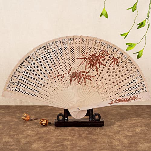 Handfächer,Folding Fans,Chinesischer Retrostil Fächer,Handheld Faltventilator Mit Quasten,Sandelholz Fächer faltbar,fein Bedruckt und mit leichtem Duft,für Party Hochzeit Tanzdekoration (Bambus) von Jauhmui