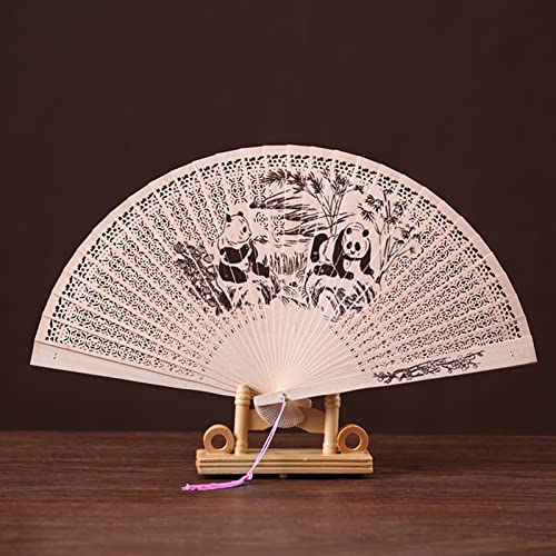 Handfächer,Folding Fans,Chinesischer Retrostil Fächer,Handheld Faltventilator Mit Quasten,Sandelholz Fächer faltbar,fein Bedruckt und mit leichtem Duft,für Party Hochzeit Tanzdekoration (Panda) von Jauhmui