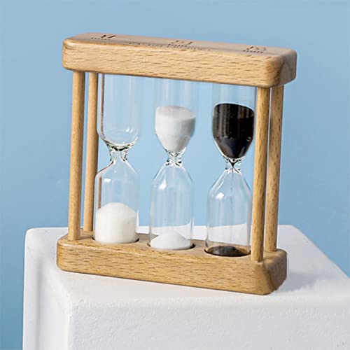 Holzsand Timer 3 in 1 Sanduhr Timer, Mini-Sanduhr, kreative Sanddekoration, kleine Ornamente,Küchen-Timer-Uhr, Zeitmanagement, 1, 3, 5 Minuten,Glas Timer für Kochen Maske Yoga Zähneputzen (Stil 2) von Jauhmui