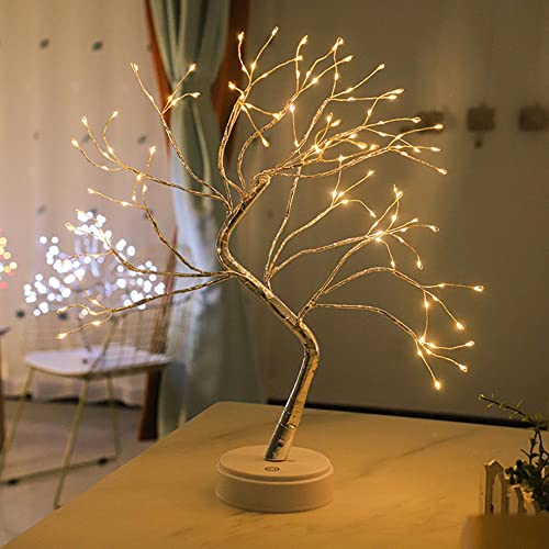 LED-Baumlicht,108 LED Baum Lichter Warmweiß Batterie & USB Bonsai Baum Licht,Schreibtisch-Nachtlicht mit Touch-Schalter, Flexible Zweige Baumlicht,Innen Deko-Leuchtbaum Lichterkett (Warmes Licht) von Jauhmui