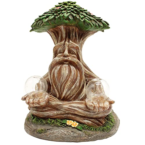 Meditation Yoga Solar Gartenfiguren,Wasserdicht Gartendeko für draußen,Gartenfiguren für außen,Lustig Baum-Elfen Deko Garten mit Solar Ball,für Frauen/Männer/Mama Geburtstagsgeschenk 28CM (Stil 2) von Jauhmui