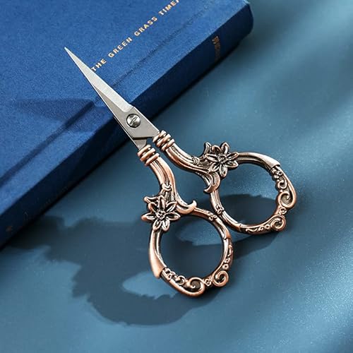 Retro Schere 9cm,Edelstahl Nähen Schere,Europäischen Schneider,Geschnitzte Pflaumen Schere,Kreuzstich Schere, Stickschere Craft Scissors,DIY Basteln Werkzeug,für den täglichen Gebrauch (Stil A) von Jauhmui