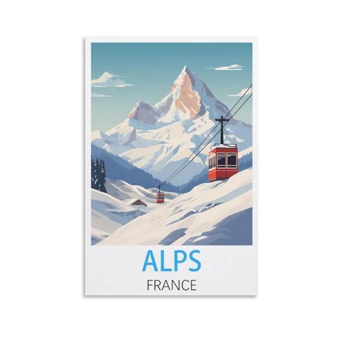 Alpen Frankreich, Vintage-Reiseposter, 20 x 30 cm, Leinwandkunst, Poster und Wandkunst, Bild, Druck, Schlafzimmer-Dekor von JavoN