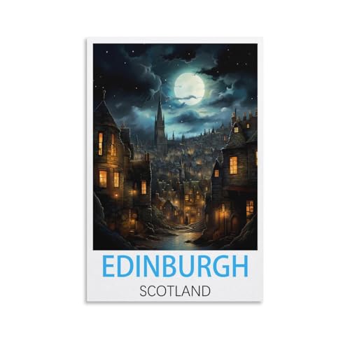 Edinburgh Schottland Vintage-Reiseposter, 60 x 90 cm, Leinwand-Kunst-Poster und Wandkunst, Bilddruck, Schlafzimmer-Dekor von JavoN