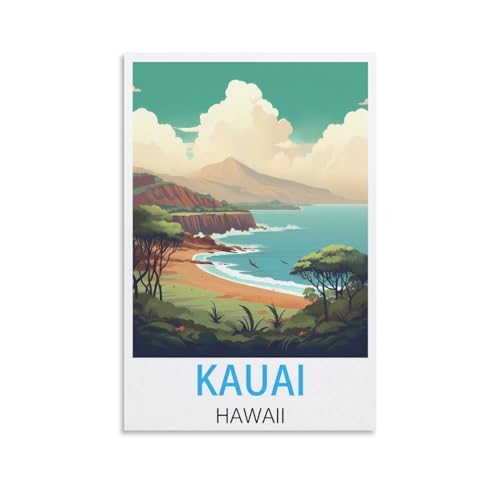 Kauai Hawaii Vintage-Reiseposter, 20 x 30 cm, Leinwandkunst, Poster und Wandkunst, Bilddruck, Schlafzimmer-Dekor von JavoN