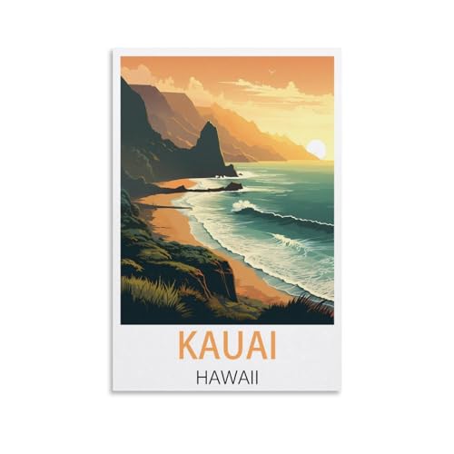 Kauai Hawaii Vintage-Reiseposter, 40 x 60 cm, Leinwandkunst, Poster und Wandkunst, Bilddruck, Schlafzimmer-Dekor von JavoN