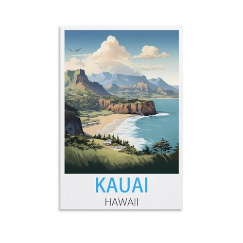 Kauai Hawaii Vintage-Reiseposter, 40 x 60 cm, Leinwandkunst, Poster und Wandkunst, Bilddruck, Schlafzimmer-Dekor von JavoN