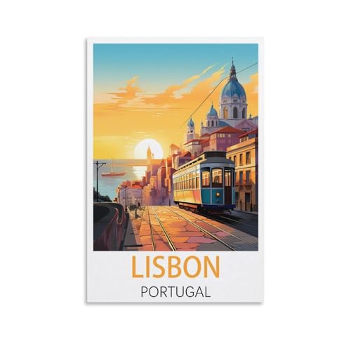 Lissabon Portugal Vintage-Reiseposter, 40 x 60 cm, Leinwandkunst, Poster und Wandkunst, Bilddruck, Schlafzimmer-Dekor von JavoN
