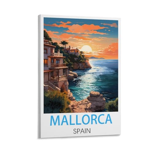 Mallorca Spanien Vintage-Reiseposter, 40 x 60 cm, Leinwand-Kunst, Poster und Wandkunst, Bild, Druck, Schlafzimmer-Dekor von JavoN
