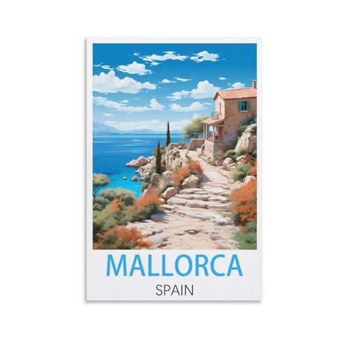 Mallorca Spanien Vintage Reiseposter 20 x 30 cm Leinwand Kunst Poster und Wandkunst Bild Druck Schlafzimmer Dekor von JavoN