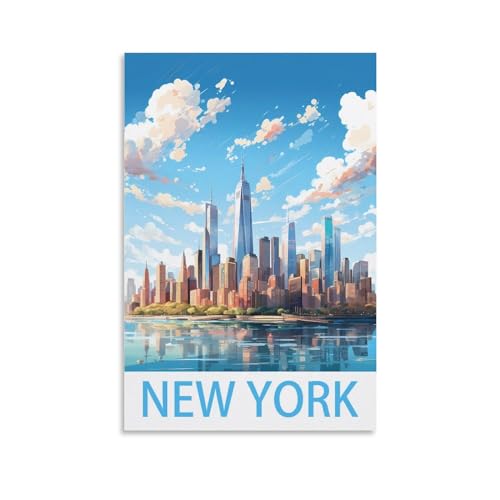 New York Vintage-Reiseposter, 40 x 60 cm, Leinwandkunst, Poster und Wandkunst, Bilddruck, Schlafzimmerdekoration von JavoN