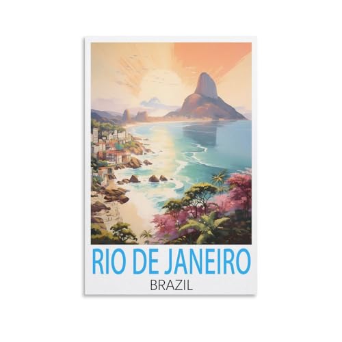 Rio De Janeiro Brasilien Vintage-Reiseposter, 30 x 45 cm, Leinwand-Kunst, Poster und Wandkunst, Bild, Druck, Schlafzimmer-Dekor von JavoN