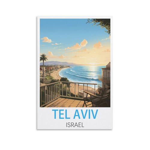 Tel Aviv Israel Vintage-Reiseposter, 30 x 45 cm, Leinwand-Kunst, Poster und Wandkunst, Bilddruck, Schlafzimmerdekoration von JavoN