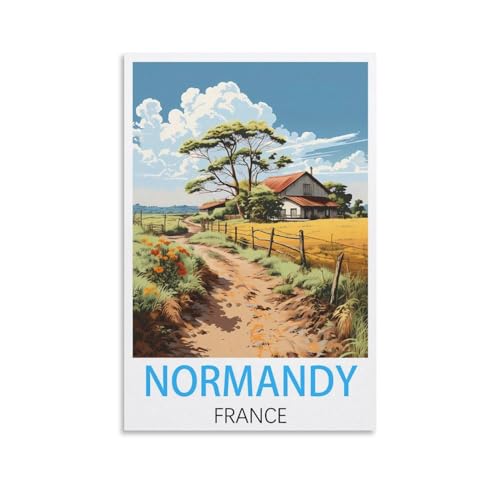 Vintage-Reiseposter Normandie Frankreich, 20 x 30 cm, Leinwand-Kunst-Poster und Wandkunst, Bilddruck, Schlafzimmer-Dekor von JavoN