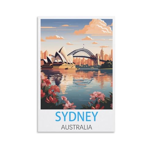 Vintage-Reiseposter Sydney Australien, 20 x 30 cm, Leinwand-Kunst, Poster und Wandkunst, Bild, Druck, Schlafzimmer-Dekor von JavoN