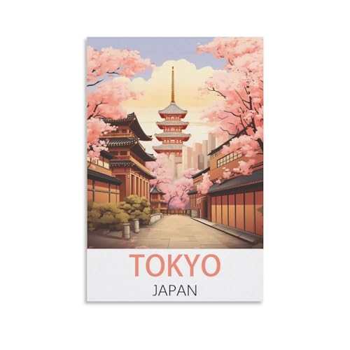 Vintage-Reiseposter Tokio, Japan, 40 x 60 cm, Leinwand-Kunst, Poster und Wandkunst, Bild, Druck, Schlafzimmer-Dekor von JavoN