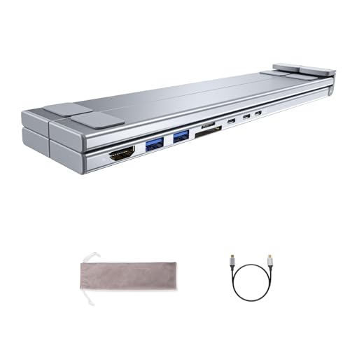 Faltbarer Aluminium-Laptop-Ständer mit 8 Erweiterungsanschlüssen, einschließlich 4K- und PD100-W-Ladefähigkeit von Javoryxh