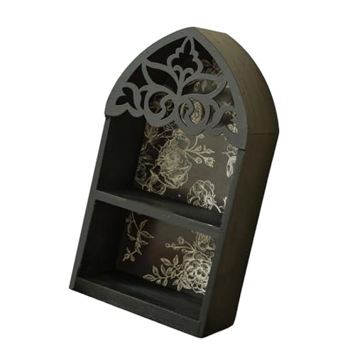 Javoryxh Präzise geschnitztes Wandregal aus Holz, schwebendes Regal für Heimdekoration, geheimnisvoll inspiriert, mehrschichtiges Design, Kristall-Display von Javoryxh