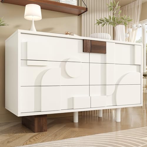 Jaxenor Sideboard Wohnzimmer mit 6 Push-to-Pop-Schubladen, Kommode mit Schubladen, Minimalistisches Wohnzimmerschrank, Sideboard Weiss, Esszimmerschrank, Weiß Jaxenor Sideboard Wohnzimmer mit 6 Push-to-Pop-Schubladen, Kommode mit Schubladen, Minimalistisches Wohnzimmerschrank, Sideboard Weiss, Esszimmerschrank, Weiß von Jaxenor