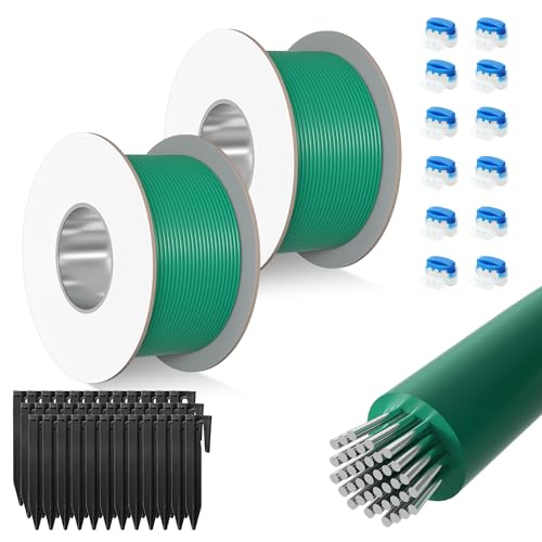 Jaxguom 200m Begrenzungskabel für Mähroboter + 700 Erdnägel + 24 Kabelverbinder für alle Rasenroboter Rasenmähroboter, Universal Begrenzungsdraht, Rasenroboter Zubehör Set Wasserdicht, Ø2,7mm von Jaxguom