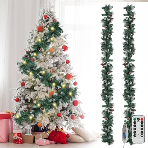 Jaxguom 2X Weihnachtsgirlande mit Beleuchtung 2.7m LEDs Tannengirlande mit Deko und Fernbedienung Girlande Weihnachten beleuchtet, 8 Modus, Warmweiß, Weihnachtsdekoration Künstliche Girlande Jaxguom 2X Weihnachtsgirlande mit Beleuchtung 2.7m LEDs Tannengirlande mit Deko und Fernbedienung Girlande Weihnachten beleuchtet, 8 Modus, Warmweiß, Weihnachtsdekoration Künstliche Girlande von Jaxguom