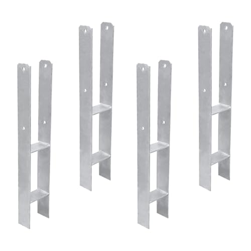 Jaxguom H-Pfostenanker 4er Set, H-Prostenträger 91mm aus Stahl für Zaun und Gewächshaus, 600mm Länge, 5mm Materialstärke von Jaxguom