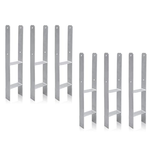 Jaxguom H-Pfostenanker 6er Set, H-Prostenträger 101mm aus Stahl für Zaun und Gewächshaus, 600mm Länge, 5mm Materialstärke Jaxguom H-Pfostenanker 6er Set, H-Prostenträger 101mm aus Stahl für Zaun und Gewächshaus, 600mm Länge, 5mm Materialstärke von Jaxguom