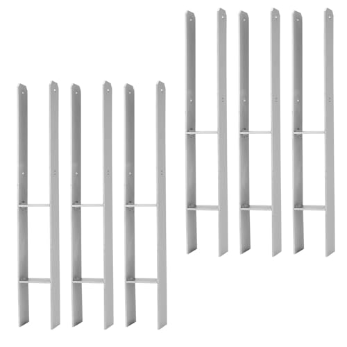 Jaxguom H-Pfostenanker 6er Set, H-Prostenträger 81mm aus Stahl für Zaun und Gewächshaus, 600mm Länge, 5mm Materialstärke Jaxguom H-Pfostenanker 6er Set, H-Prostenträger 81mm aus Stahl für Zaun und Gewächshaus, 600mm Länge, 5mm Materialstärke von Jaxguom