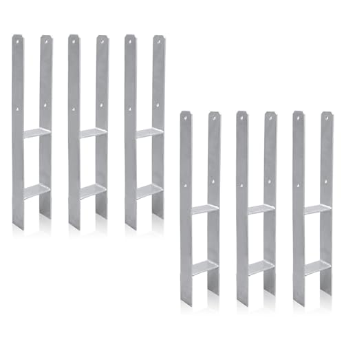 Jaxguom H-Pfostenanker 6er Set, H-Prostenträger 91mm aus Stahl für Zaun und Gewächshaus, 600mm Länge, 5mm Materialstärke Jaxguom H-Pfostenanker 6er Set, H-Prostenträger 91mm aus Stahl für Zaun und Gewächshaus, 600mm Länge, 5mm Materialstärke von Jaxguom