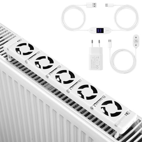 Jaxguom Heizkörper Ventilator mit 5 Verbesserten Lüfte, Heizkörper 1-Stück, ein Smart Heizkörperverstärker für Heizungen, Sparen von Energie und Heizkosten bietet,Weiß von Jaxguom