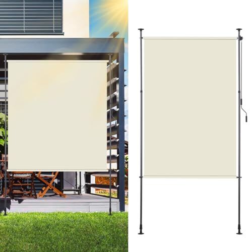 Jaxguom Klemmmarkise Senkrechtmarkise außen 120x270cm Ausziehbar, Vertikalmarkise mit Handkurbel ohne Bohren, Balkon-Sichtschutz & Windschutz für Garten & Terrasse, Beige Jaxguom Klemmmarkise Senkrechtmarkise außen 120x270cm Ausziehbar, Vertikalmarkise mit Handkurbel ohne Bohren, Balkon-Sichtschutz & Windschutz für Garten & Terrasse, Beige von Jaxguom