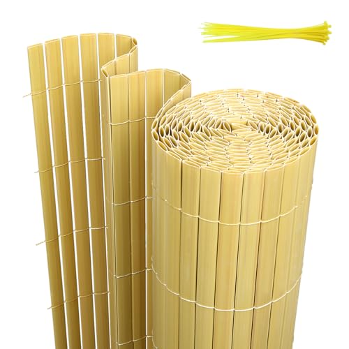Jaxguom PVC Sichtschutzmatte, 120 x 600cm Sichtschutzzaun mit DREI Rippenverstärkungen und Kabelbindern, Windschutz Balkon Sichtschutz Wetterfest, für Zaun Garten Terrasse, Bambus Jaxguom PVC Sichtschutzmatte, 120 x 600cm Sichtschutzzaun mit DREI Rippenverstärkungen und Kabelbindern, Windschutz Balkon Sichtschutz Wetterfest, für Zaun Garten Terrasse, Bambus von Jaxguom