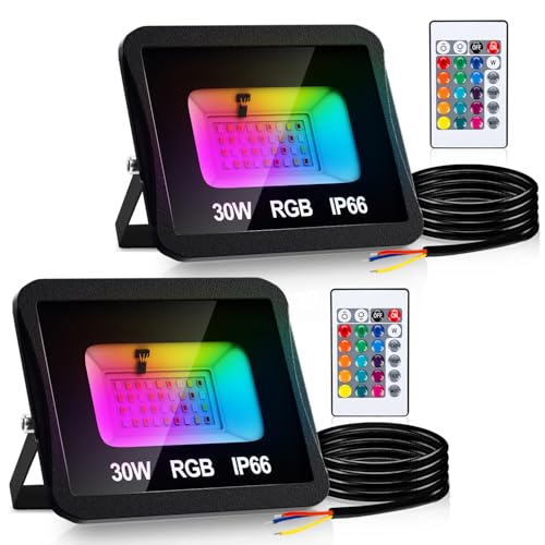 Jaxguom RGB LED Strahler Außen 2er 30W mit Fernbedienung, RGB Fluter LED Dimmbar Gartenstrahler, 16 Farben 4 Modi IP66 Wasserdicht, Memoryfunktion für Party Außen Jaxguom RGB LED Strahler Außen 2er 30W mit Fernbedienung, RGB Fluter LED Dimmbar Gartenstrahler, 16 Farben 4 Modi IP66 Wasserdicht, Memoryfunktion für Party Außen von Jaxguom