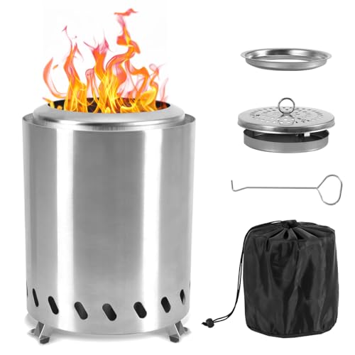 Jaxguom Rauchfreie Feuerschale, Tischfeuerstelle Edelstahl mit Ständer(22x15cm),Feuerschale Rauchfrei für Camping,Effiziente Luftzurikulation,mit Reisetasche,Kerzenlöscher von Jaxguom