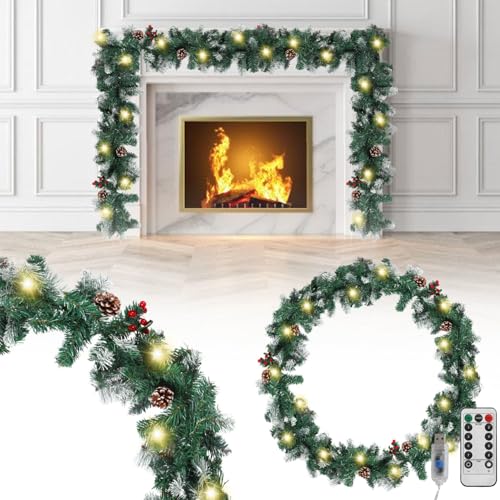 Jaxguom Weihnachtsgirlande mit Beleuchtung Tannengirlande 5m LEDs mit Deko und Fernbedienung Girlande Weihnachten beleuchtet, 8 Modus, Warmweiß, Weihnachtsdekoration Künstliche Girlande Jaxguom Weihnachtsgirlande mit Beleuchtung Tannengirlande 5m LEDs mit Deko und Fernbedienung Girlande Weihnachten beleuchtet, 8 Modus, Warmweiß, Weihnachtsdekoration Künstliche Girlande von Jaxguom